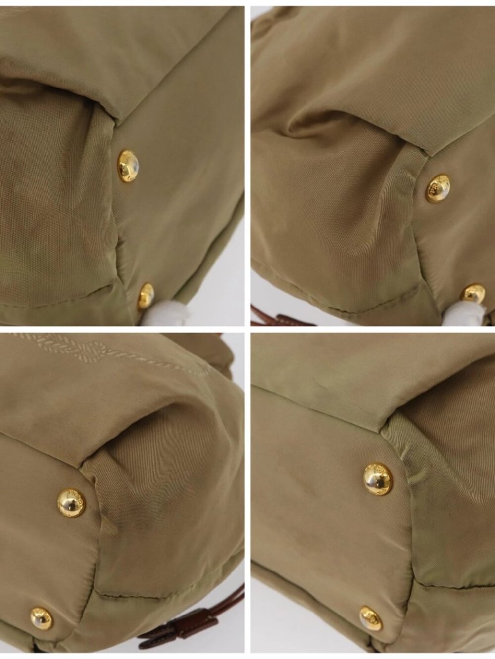 PRADA Tote Bag Nylon Beige Gold Auth bs32789 - Picture 14 of 16